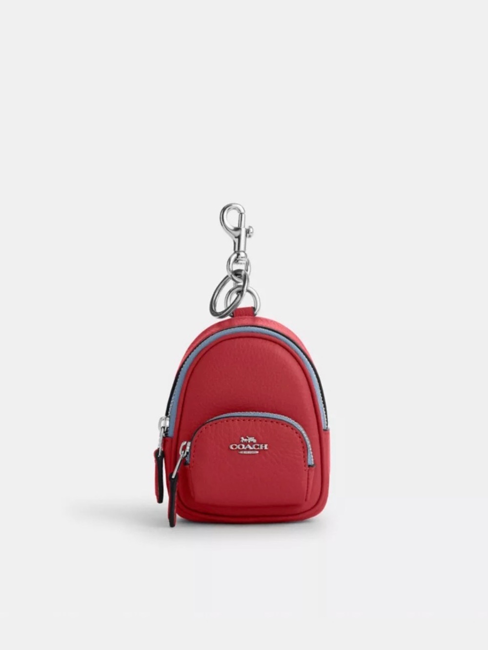 NWT Coach Mini Court Backpack Bag Charm, Dark Cardinal/Silver